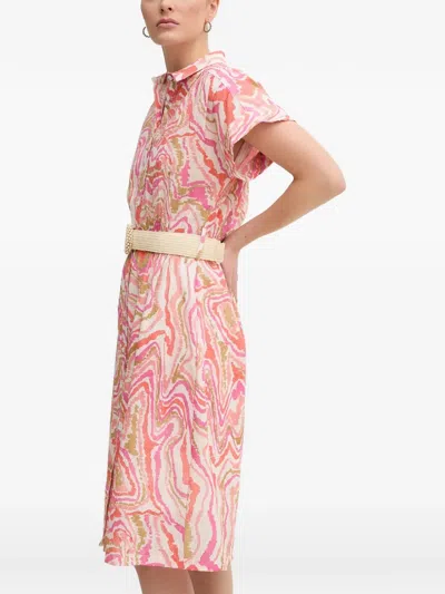 La Petite Française Raja Belted Patterned Midi Dress In Pink