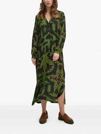 La Petite Française Reconnue Floral Belt Maxi Dress In Green
