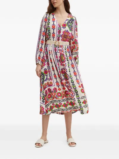 La Petite Française Recul V-neck Floral-print Midi Dress In Multi