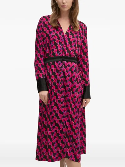 La Petite Française Redoutable Long-sleeve Printed Midi Dress In Pink