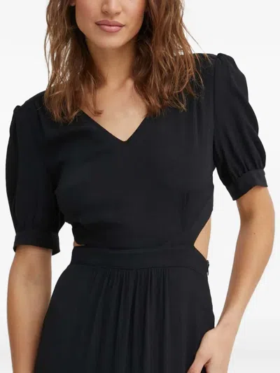 La Petite Française Retard Open-back V-neck Maxi Dress In Black