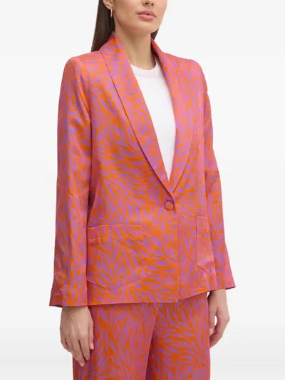 La Petite Française Vernon Leaf-print Blazer In Pink