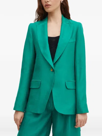 La Petite Française Voyante Button Flap-pocket Blazer In Green
