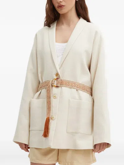 La Petite Française Voyelle Button Pocket Cardigan In Multi