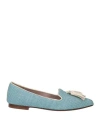 La Petite Maison Woman Loafers Sky Blue Size 8 Natural Raffia