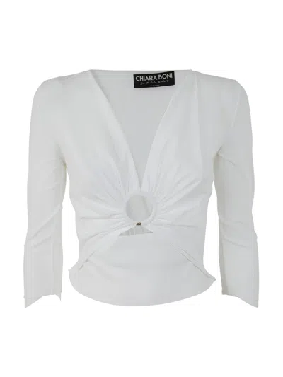 La Petite Robe Chiara Boni Women's Long Sleeve Top In White