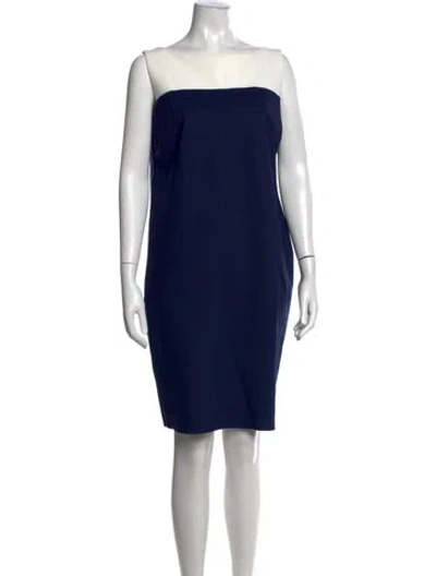 Pre-owned La Petite Robe Di Chiara Boni Bateau Neckline Knee-length Dress In Blue/white