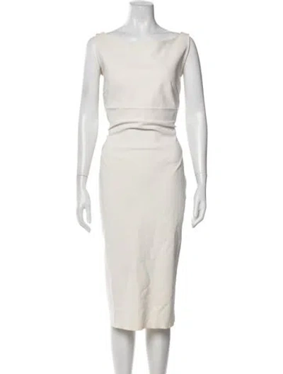 Pre-owned La Petite Robe Di Chiara Boni Bateau Neckline Knee-length Dress In Neutral