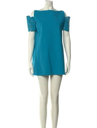 Pre-owned La Petite Robe Di Chiara Boni Bateau Neckline Mini Dress In Blue