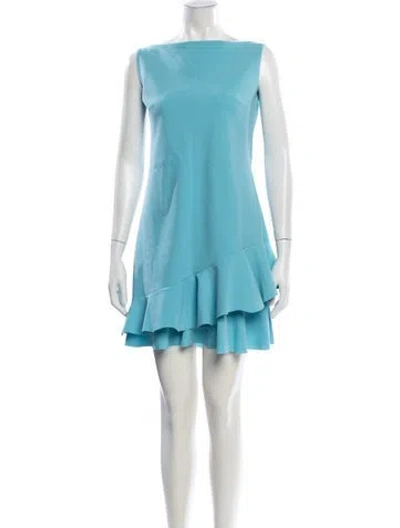Pre-owned La Petite Robe Di Chiara Boni Bateau Neckline Mini Dress In Blue