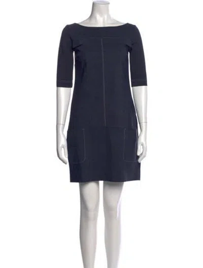 Pre-owned La Petite Robe Di Chiara Boni Bateau Neckline Mini Dress In Blue