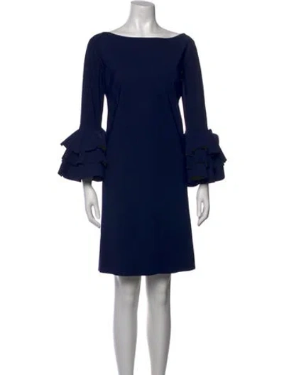 Pre-owned La Petite Robe Di Chiara Boni Bateau Neckline Mini Dress In Blue