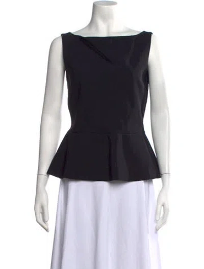 Pre-owned La Petite Robe Di Chiara Boni Bateau Neckline Sleeveless Top In Black