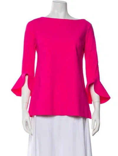 Pre-owned La Petite Robe Di Chiara Boni Bateau Neckline Three-quarter Sleeve Blouse In Pink