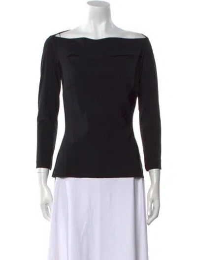 Pre-owned La Petite Robe Di Chiara Boni Bateau Neckline Three-quarter Sleeve Top In Black