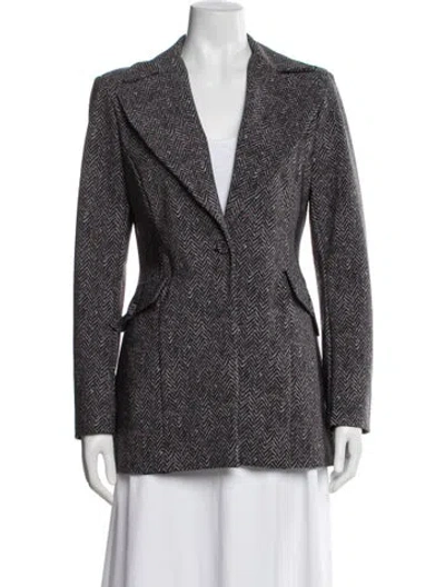Pre-owned La Petite Robe Di Chiara Boni Cashmere Tweed Pattern Blazer In Grey