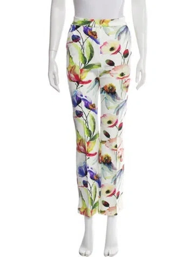 Pre-owned La Petite Robe Di Chiara Boni Floral Print Straight Leg Pants In White