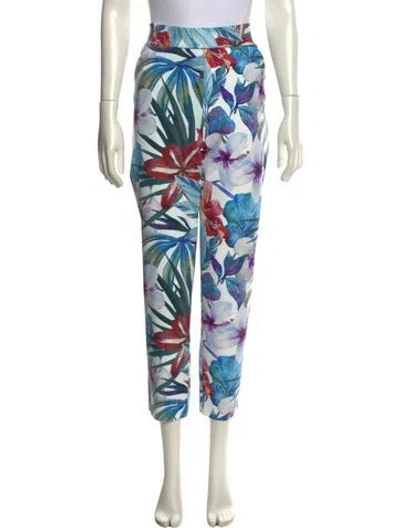Pre-owned La Petite Robe Di Chiara Boni Floral Print Straight Leg Pants In White