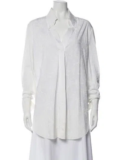 Pre-owned La Petite Robe Di Chiara Boni Floral Print V-neck Blouse In White