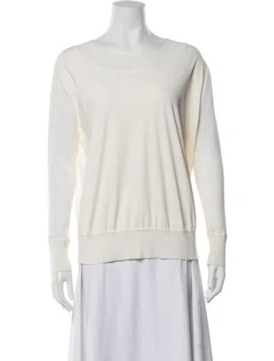 Pre-owned La Petite Robe Di Chiara Boni Merino Wool Bateau Neckline Top In Neutrals
