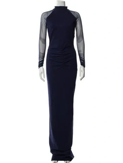 Pre-owned La Petite Robe Di Chiara Boni Mock Neck Long Dress In Blue