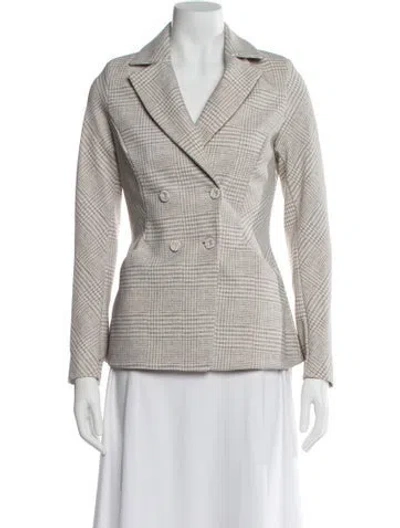 Pre-owned La Petite Robe Di Chiara Boni Nylon Plaid Print Blazer In Gray