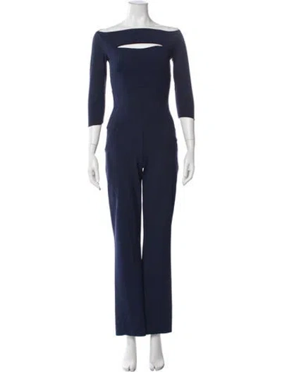 Pre-owned La Petite Robe Di Chiara Boni Off-the-shoulder Jumpsuit In Blue
