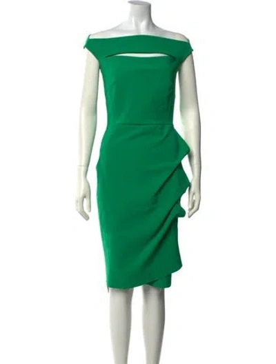Pre-owned La Petite Robe Di Chiara Boni Off-the-shoulder Knee-length Dress In Green