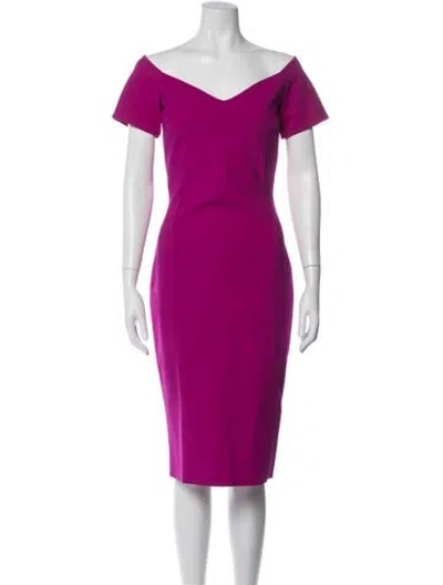 Pre-owned La Petite Robe Di Chiara Boni Off-the-shoulder Knee-length Dress In Purple