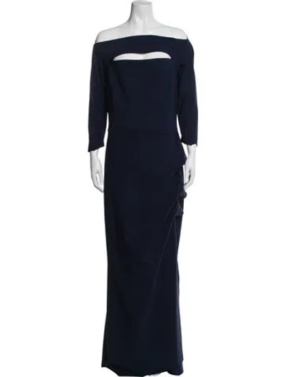 Pre-owned La Petite Robe Di Chiara Boni Off-the-shoulder Long Dress In Blue