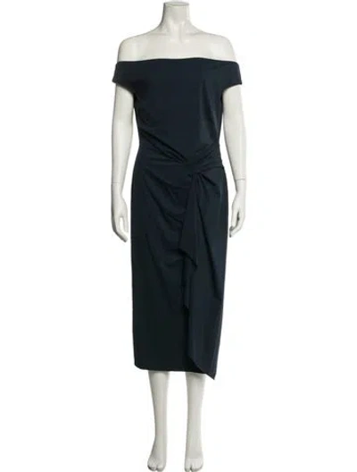 Pre-owned La Petite Robe Di Chiara Boni Off-the-shoulder Midi Length Dress In Blue