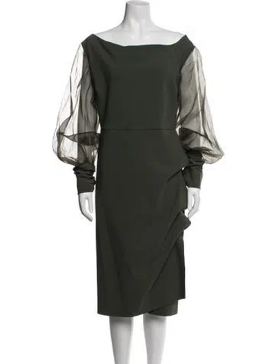 Pre-owned La Petite Robe Di Chiara Boni Off-the-shoulder Midi Length Dress W/ Tags In Green