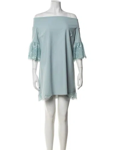 Pre-owned La Petite Robe Di Chiara Boni Off-the-shoulder Mini Dress In Blue