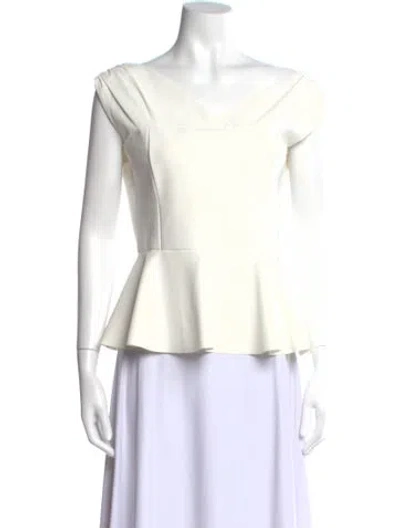 Pre-owned La Petite Robe Di Chiara Boni Off-the-shoulder Short Sleeve Top In White