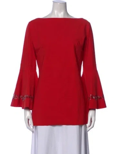 Pre-owned La Petite Robe Di Chiara Boni Scoop Neck Long Sleeve Top In Red