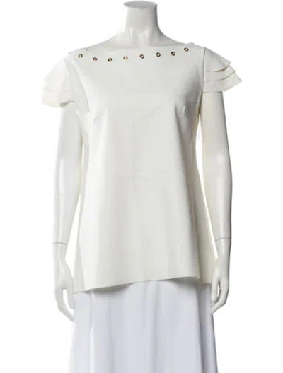 Pre-owned La Petite Robe Di Chiara Boni Scoop Neck Short Sleeve Top In White