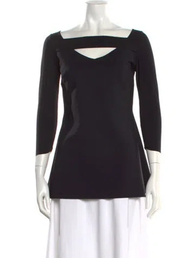 Pre-owned La Petite Robe Di Chiara Boni Square Neckline Three-quarter Sleeve Top In Black
