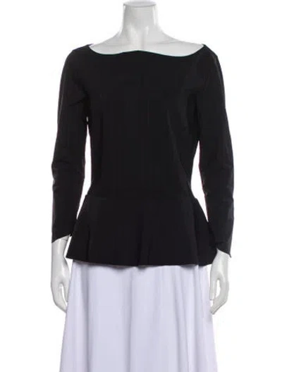 Pre-owned La Petite Robe Di Chiara Boni Striped Bateau Neckline Blouse In Black