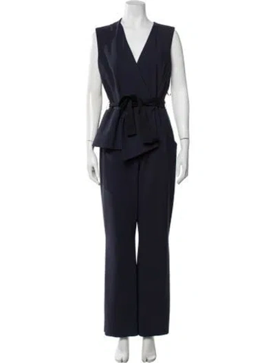 Pre-owned La Petite Robe Di Chiara Boni V-neck Jumpsuit In Blue