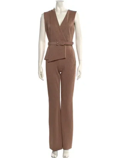 Pre-owned La Petite Robe Di Chiara Boni V-neck Jumpsuit In Brown