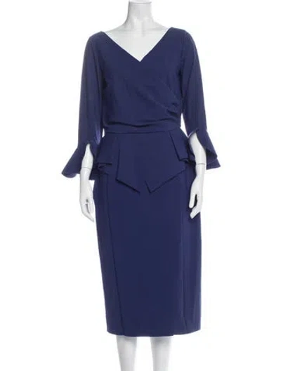 Pre-owned La Petite Robe Di Chiara Boni V-neck Knee-length Dress In Blue