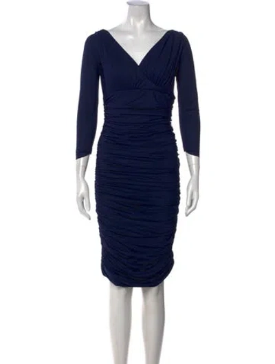 Pre-owned La Petite Robe Di Chiara Boni V-neck Knee-length Dress In Blue