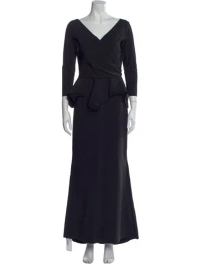 Pre-owned La Petite Robe Di Chiara Boni V-neck Long Dress In Black