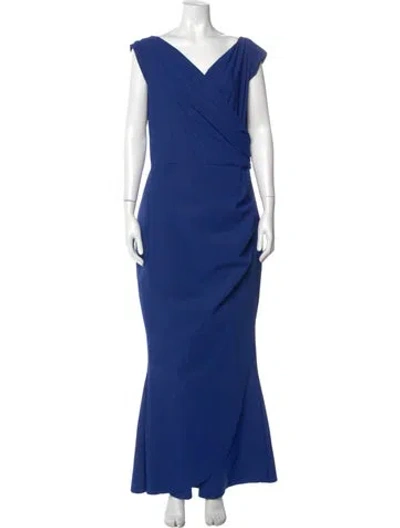 Pre-owned La Petite Robe Di Chiara Boni V-neck Long Dress In Blue