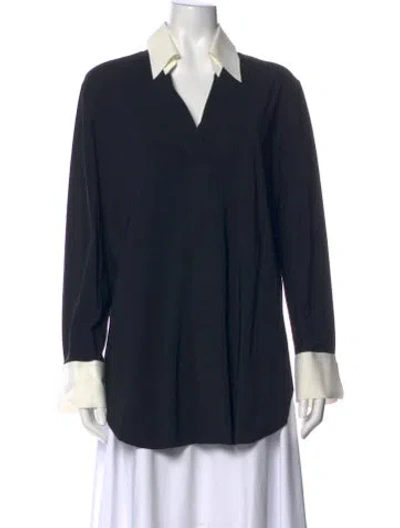 Pre-owned La Petite Robe Di Chiara Boni V-neck Long Sleeve Blouse In Black