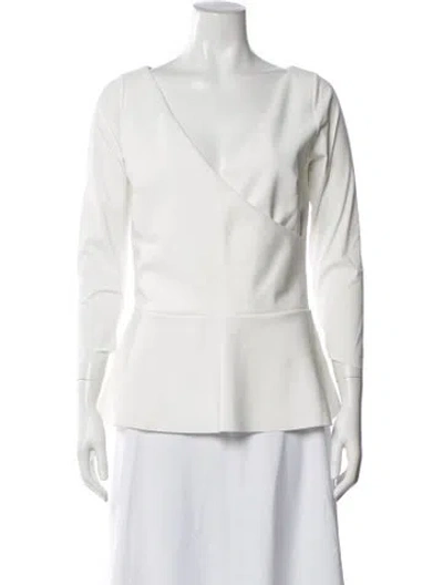 Pre-owned La Petite Robe Di Chiara Boni V-neck Long Sleeve Top In White