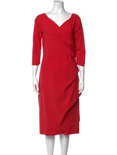 Pre-owned La Petite Robe Di Chiara Boni V-neck Midi Length Dress In Red