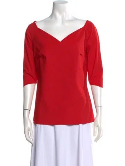 Pre-owned La Petite Robe Di Chiara Boni V-neck Three-quarter Sleeve Top In Red