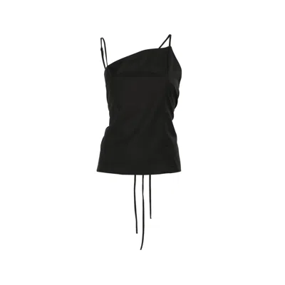 La Piscine Asymmetrical-neck Top In Black