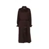 La Piscine Belted Oversized-collar Jacket In Brown